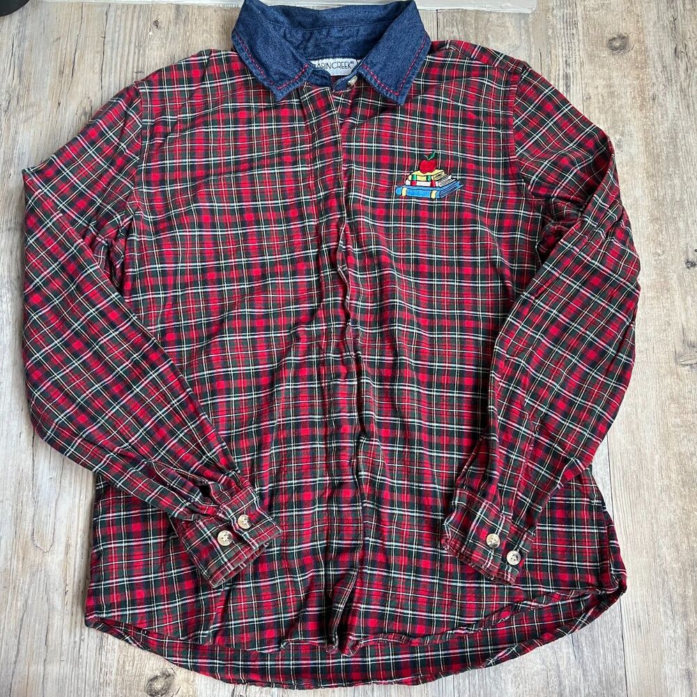 Cabin Creek Plaid Flannel Women's Medium Cottagecore Teacher Vintage 90s